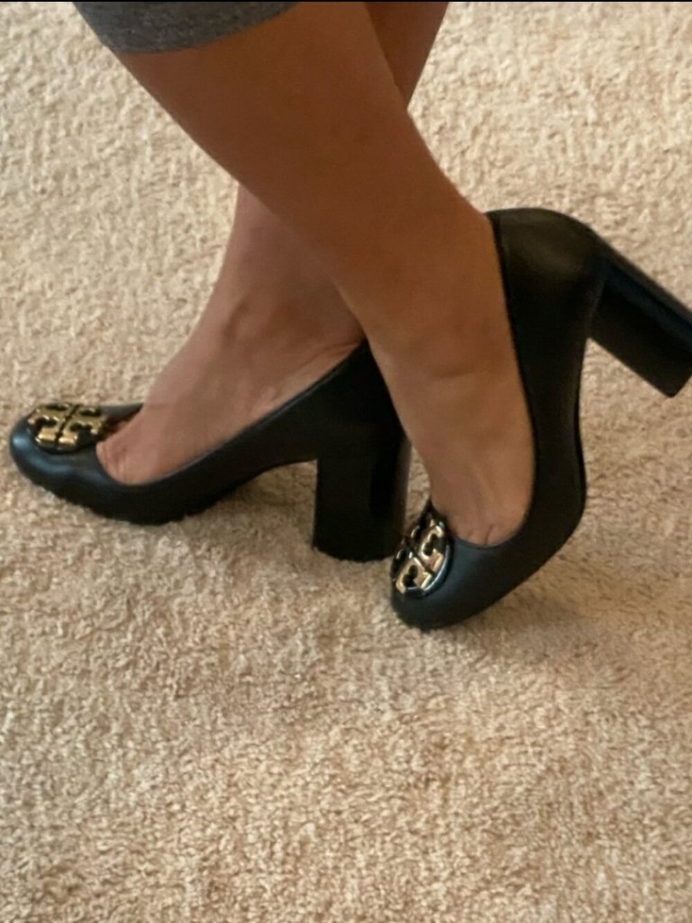 Tory Burch Janey Mid Heel Block Pumps Size 7